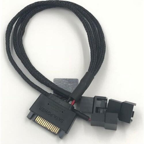 15Pin SATA to Fan Adapter, SATA to 4 Pin / 3 Pin 3 Way Sleeved Braided PC Fan Power Y Splitter Cable Fan Ming Cooling 27cm