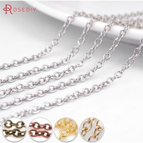 29426)5 meters Chain width 2MM 3.5MM Silver Color Copper Round Oval Shape Chains Diy Jewelry Findings Accessories Wholesale