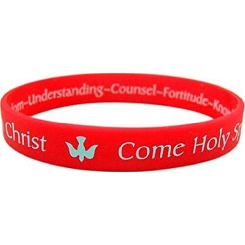 300pcs Confirmed in Christ Red Stretch Silicone Bracelets Rubber Wristbands Free Shipping by DHL