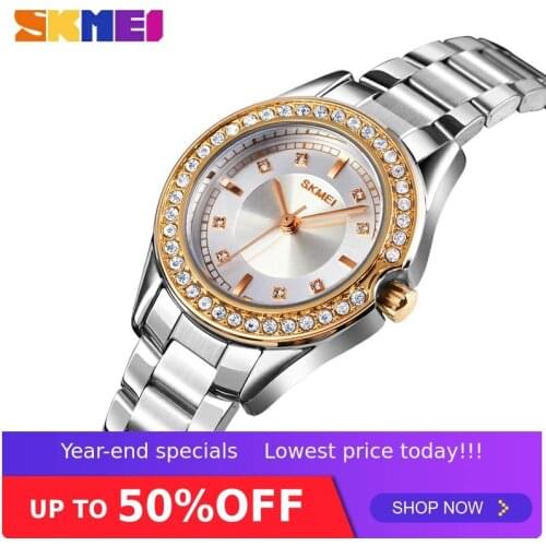 SKMEI Women Relogio Feminino Ladies Quartz Watch Stainless Steel Strap Female Waterproof Wristwatch Clock Montre Femme 1534