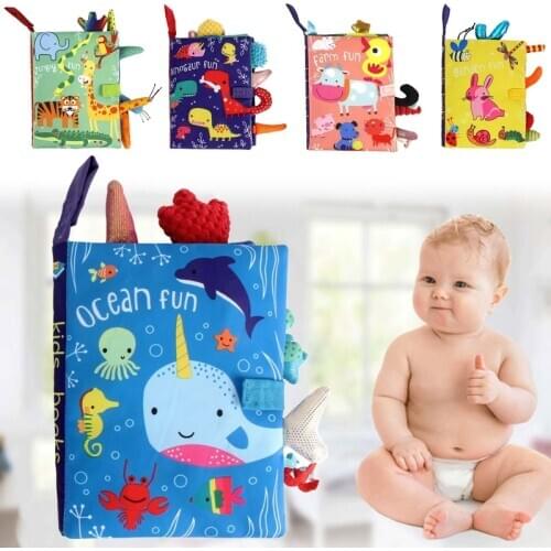 Kids 3D Animal Tails Cloth Book Baby Puzzle Montessori Educational Learning Toy M89C
