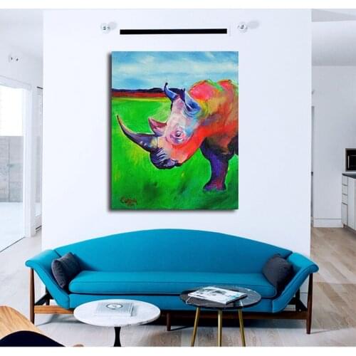 DIY colorings pictures by numbers with rhinoceros picture drawing painting by numbers framed Home