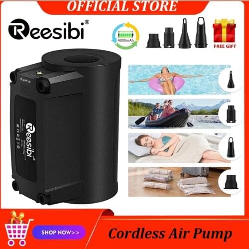 Tire Inflator Electric Cordless Air Pump Quick Air Compressor for Boat Mattress 4000mAh Battery Inflatable Adapter for Car Toys
