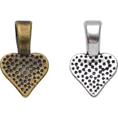 100Pcs 10mm*16mm Heart Glue on Bails for Glass Cabochon Tile Pendants Setting Base Tray For Making DIY Jewellry Findings