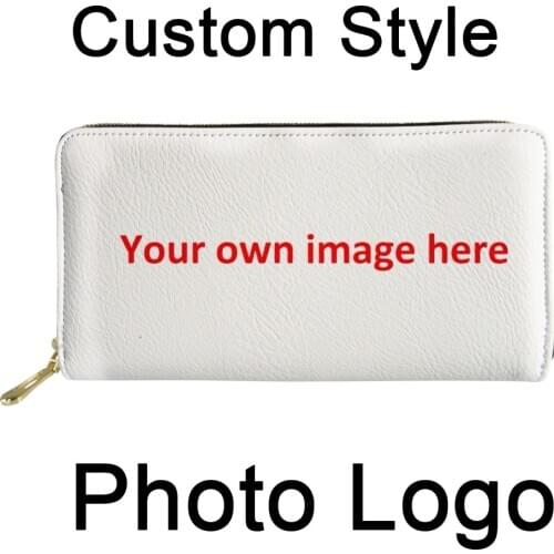 Custom Images Logo Ladies Wallet Women PU Leather Purse Multifunction Women Wallet Zipper Money Bags Handbags Billfold