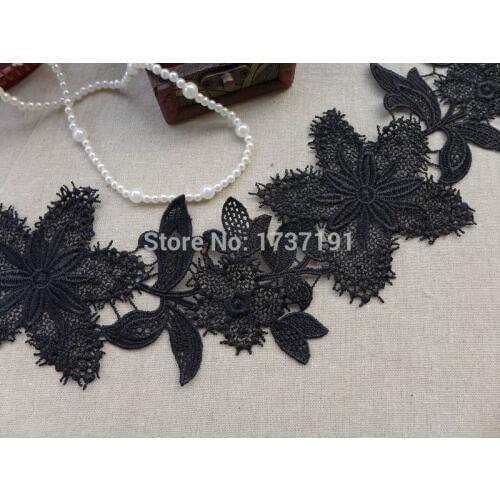 Lace Trim in Black Venise Lace for Bridal, Applique, Sashes, Headbands
