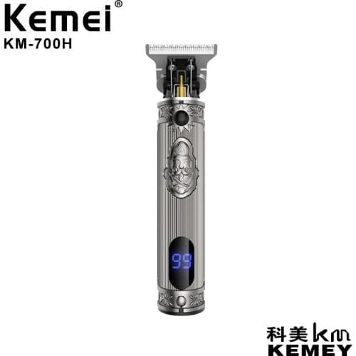 Kemei Professional Barber Precise Zero Gapped Hair Trimmer LCD display T Outliner Cordless Finish Machine with Human Head Patter