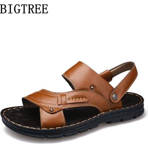 Mens Sandals Genuine Leather Open Shoes Men Summer Sandals Men Slide Outdoor Sandals Designer Shoes Chaussure Homme Buty Meskie