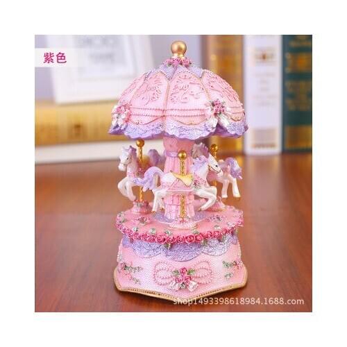 Merry-go-round music box music box plastic arts and crafts birthday toys birthday gift Christmas Horse Carousel Box birthday gif