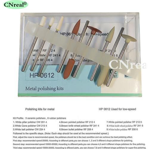 1 Set Dental Metal Polishing Kit HP0612 Polishers for Low Speed Handpiece