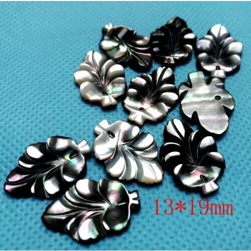 Natural DIY Mother of Pearl Black Charms Leaf Shell Beads for Jewelry Making Fashion Seashell Beading Accessories Supplies