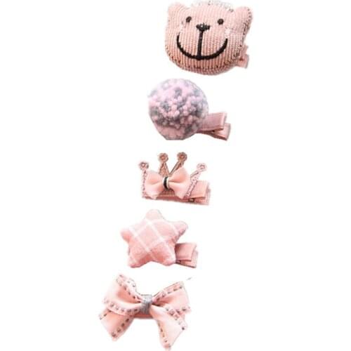 Oaoleer 2021 New 5Pcs/Set Baby Girls Hair Pins Kids Barrettes Newborn Hair Accessories Kids Hairpins Hair Styling Tool