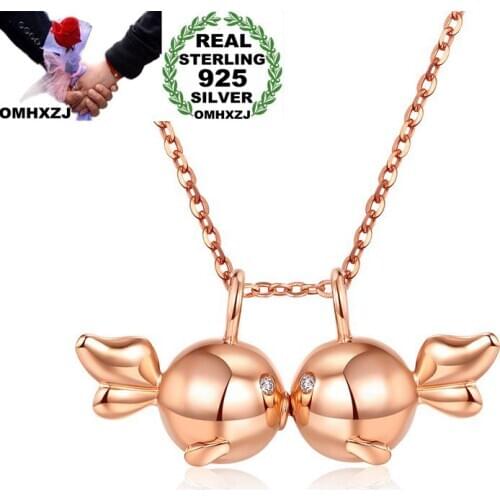 OMHXZJ Wholesale European Fashion Woman Girl Party Wedding Gift Fishes AAA Zircon S925 Sterling Silver Pendant Necklace NA72