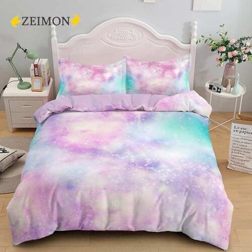 ZEIMON Space Galaxy Bedding Kids Girl Duvet Cover Bed Set Single Twin Double Full Queen King Size Colorful Quilt Cover
