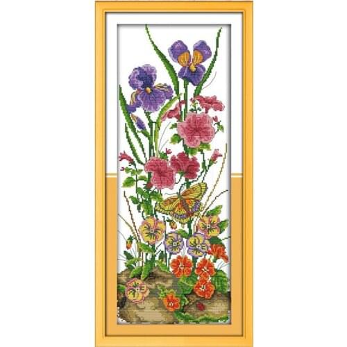 Joy Sunday Cross Stitch Kit DIY Butterflies like flowers pattern Printed Handmade embroidery needlework for hanging in some wall