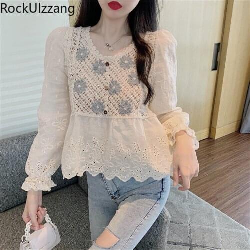 Блузки с цветами Rockulzzang China At AliExpress