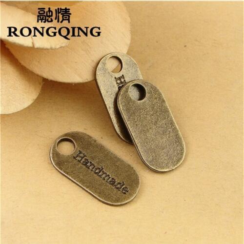 RONGQING 50pcs/lot 23*12MM Handmade Charms Metal Charms Message Jewelry Crafts Alphabet Letter Pendant
