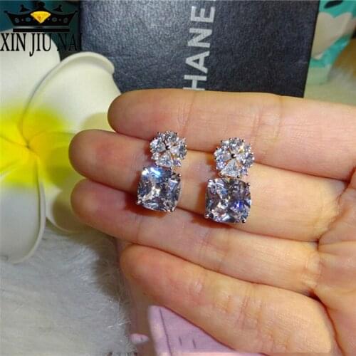 925 sterling silver luxury creative temperament female models sparkling gem diamond earrings classic style jewelry