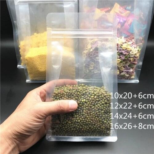 100Pcs/lot Self-supporting Candy Food Packaging Bags Transparent Ziplock Bag Dried fruit Sealed Storage Bag Thickness 20 Wire