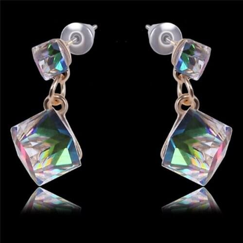 Crystal Rhinestone Earrings Zircon Stud Earrings Women Wedding Bridal Jewelry