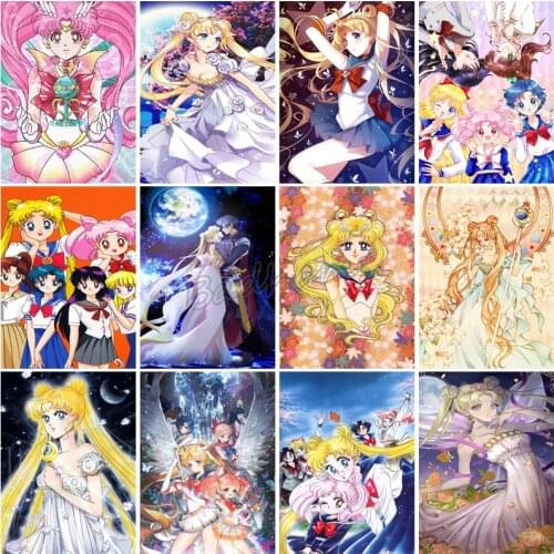 Sailor Moon Diamond Painting Anime Character Embroidery Mosaic Picture Wall Sticker Diy Cross Stitch Decorative Painting