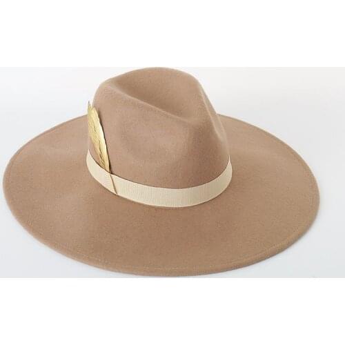 Retro Fedora Hat for Women Feather Decoration Big Brim Trilby Hat Fashion Elegant Lady Felt Jazz Hat Vintage Sombrero Panama Hat