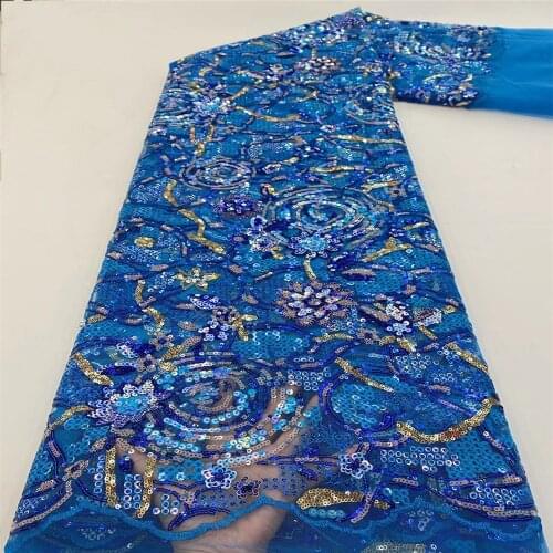 SJ Lace African Lace Fabric With Sequins French Lace Fabric 2021 High Quality Lace For Wedding Party Dress Sewing x1-82