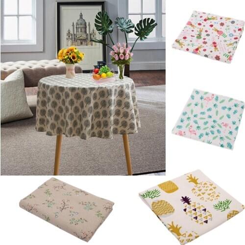Round 150cm-59inch Linen Cotton Table Cloth Home Dining Tablecloth Coffee Christmas Table Cover Kitchen Overlay Party Gifts