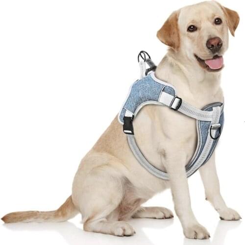 Reflective Pet Dog Harness Vest Nylon Breathable Mesh Walking Adjustable Harnesses No Pull For Small Medium Large Dog Supplies