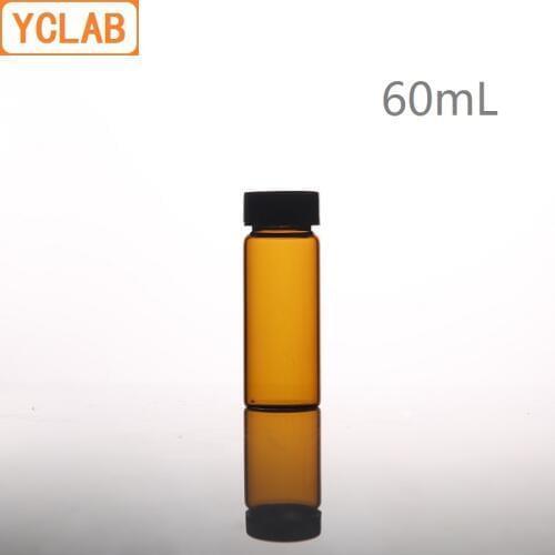 YCLAB 60mL Glass Sample Bottle Brown Amber Screw with Plastic Cap and PE Pad Laboratory Chemistry Equipment