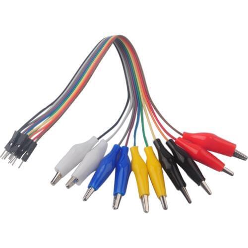 10Pcs/Set Alligator Clip to Dupont Wire 10pin 20cm Male, Crocodile Clip for Test Lead ,For Arduino Raspberry pi Makey FZ3340