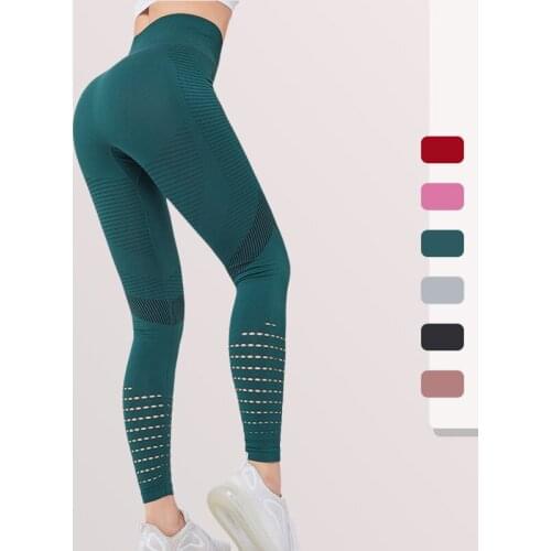 High Waist Fitness Gym Leggings Women Seamless Energy Tights Workout Running Activewear Yoga Pants Hollow Sport Trainning Wear