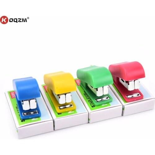 1set Stapler Candy Solid Color Plastic Fastener Paper Stapler Manual Stapler No. 10 Staples Set