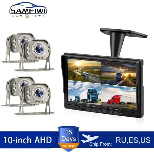 10 inch car monitor AHD car screen 4 Split Roof Mount Monitor 4ch LCD Display Recorder for Truck Auto RV Rear View Camera System