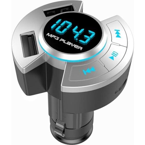 2020 Bluetooth 5.0 Car Kit FM Transmitter Mp3 Player Memory Dual USB 2.1A Car Charger Support Noise Reduction TF Card Car