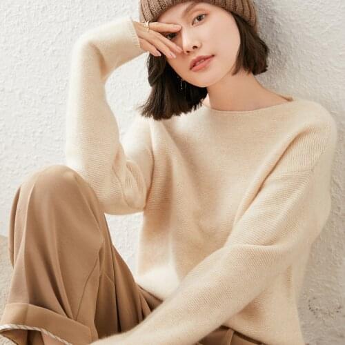 2021 woman winter 100% Cashmere sweaters knitted Pullovers jumper Warm Female O-neck blouse blue long sleeve clothing