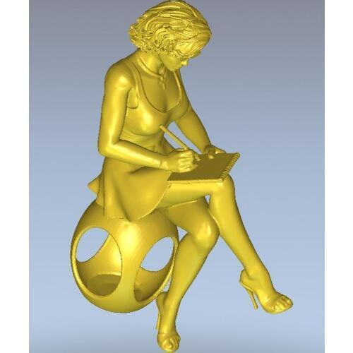 3d model relief for cnc or 3D printers in STL file format Girls writer