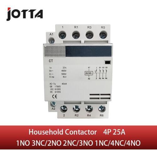 4P 25A 220V/230V 50/60HZ din rail household AC contactor