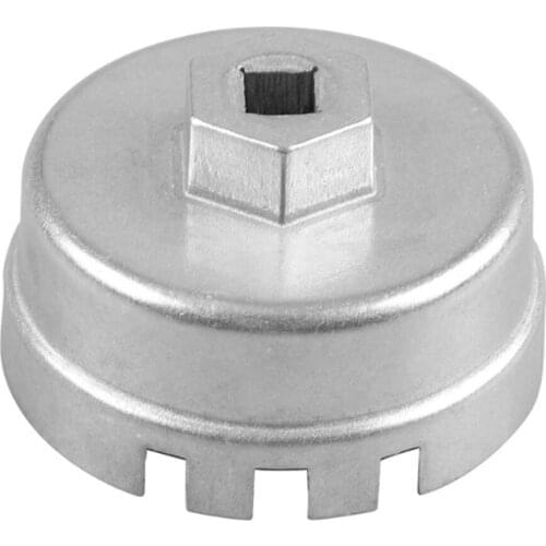 64.5mm Aluminium Professional 14 Flutes Oil Filter Wrench Cap Housing Tool Remover For Toyota 4 Cylinder Black And silver