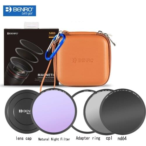 Benro 82mm Magnetic Circular cpl+nd64+Natural Night +bag+adapter ring+cap filter set
