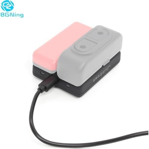 BGNing Camera Fast Charge Hub For Insta360 ONE R Battery Boosted Charging Base 2pcs Batteries Charger with USB to Type-C Cable