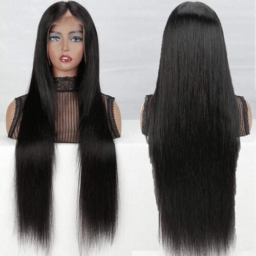 Brazilian Remy Straight Lace Part Wig For Black Women 4" Middle Part Pre Plucked Lace Frontal Wig