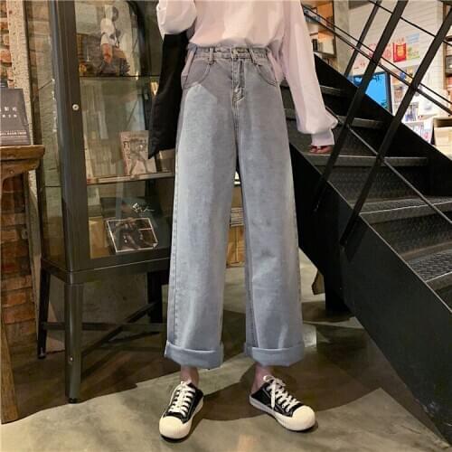 Jeans Women High Wa straight tube students spring and autumn new baggy pants thin trousers baggy leggings