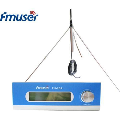 FMUSER FU-25A 25W FM Broadcast Transmitter FM Exciter+GP100 FM Antenna Kit For Drive-in Movie Theater Church Parking Lot Service