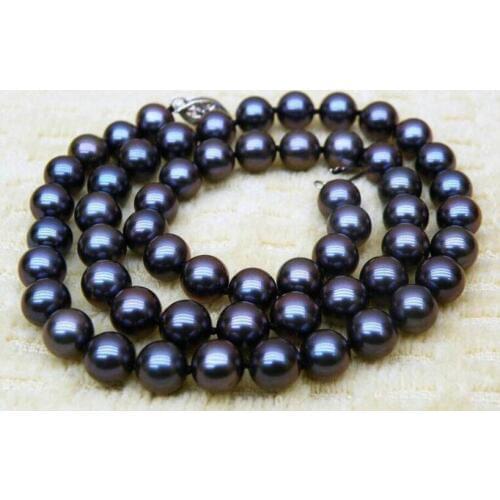 PERFECT 18" 10-11MM TAHITIAN AAA NATURAL BLACK PEARL NECKLACE