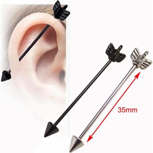 1piece Love Heart Surgical Stainless Steel 1.2*35*6mm Spike Cupid Arrow Industrial Barbell Piercing Helix Ear Body Jewelry