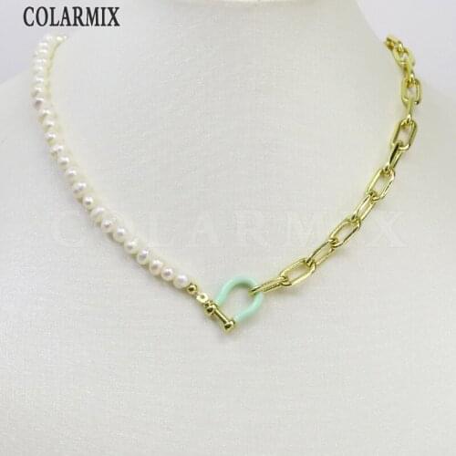 Tiny Pearls strand link chain necklace fashion jewelry U shape Clasp Pendant necklace accessories women jewelry necklace