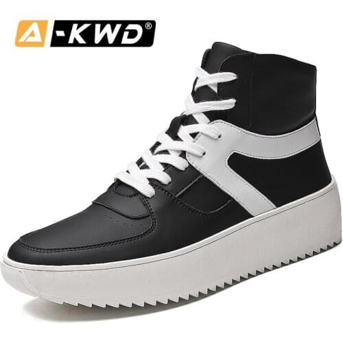 High Top Luxury Vrand Leather Sneakers Man Chaussure Homme Hiver New Sports Shoes for Male Casual Black Shoes Lace-up Male Shoes