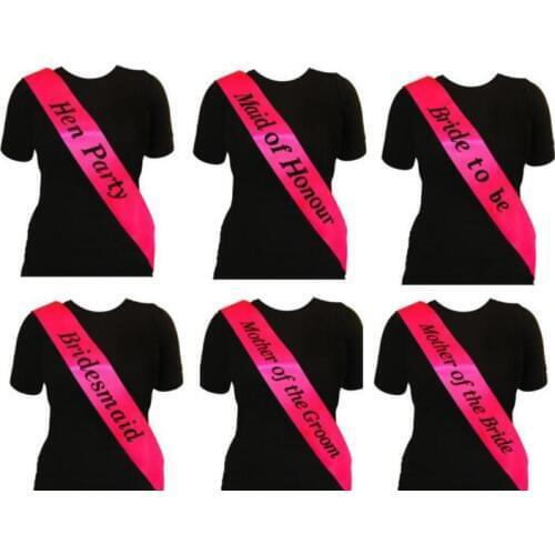 Hen party bride to be sash Bridal Shower Wedding Hen Night Party Decorations Favors Accessories Shabby Chic Classy Gift hot pink