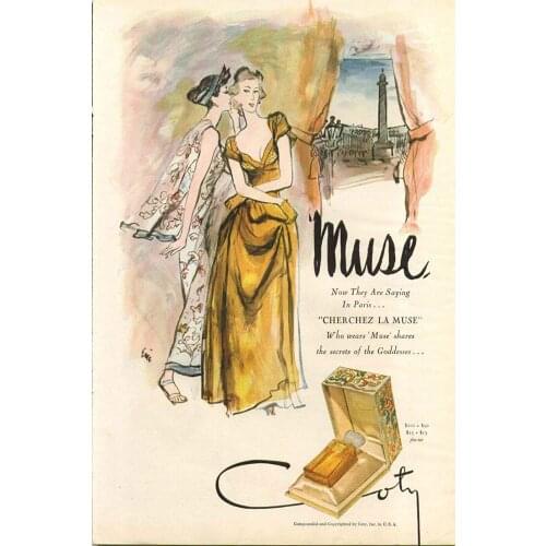 Muse by Coty Perfume Novelty Funny Metal Tin Sign Vintage Look Metal Plate Poster Plaque for Cafe Bar Garage Home Poster